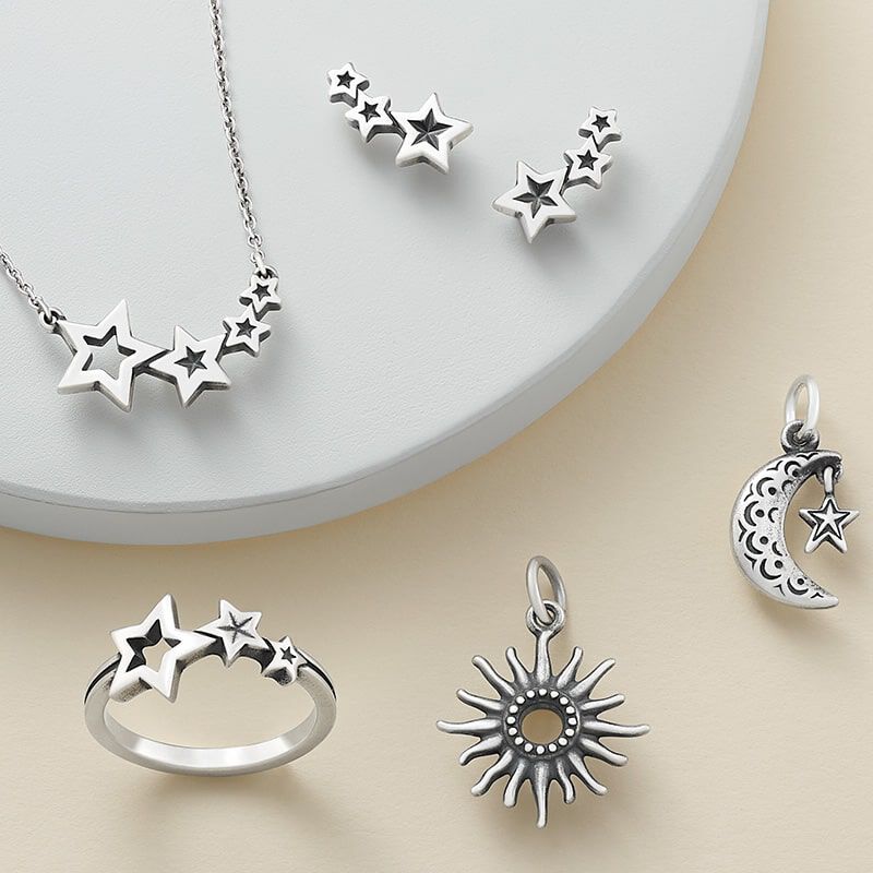 Celestial jewelry designs in sterling silver.